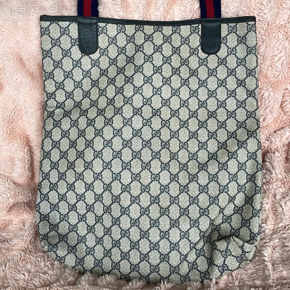 8️⃣0️⃣0️⃣Gucci Supreme Blue Web Coated Canvas Shoulder Tote - Picture 5 of 11